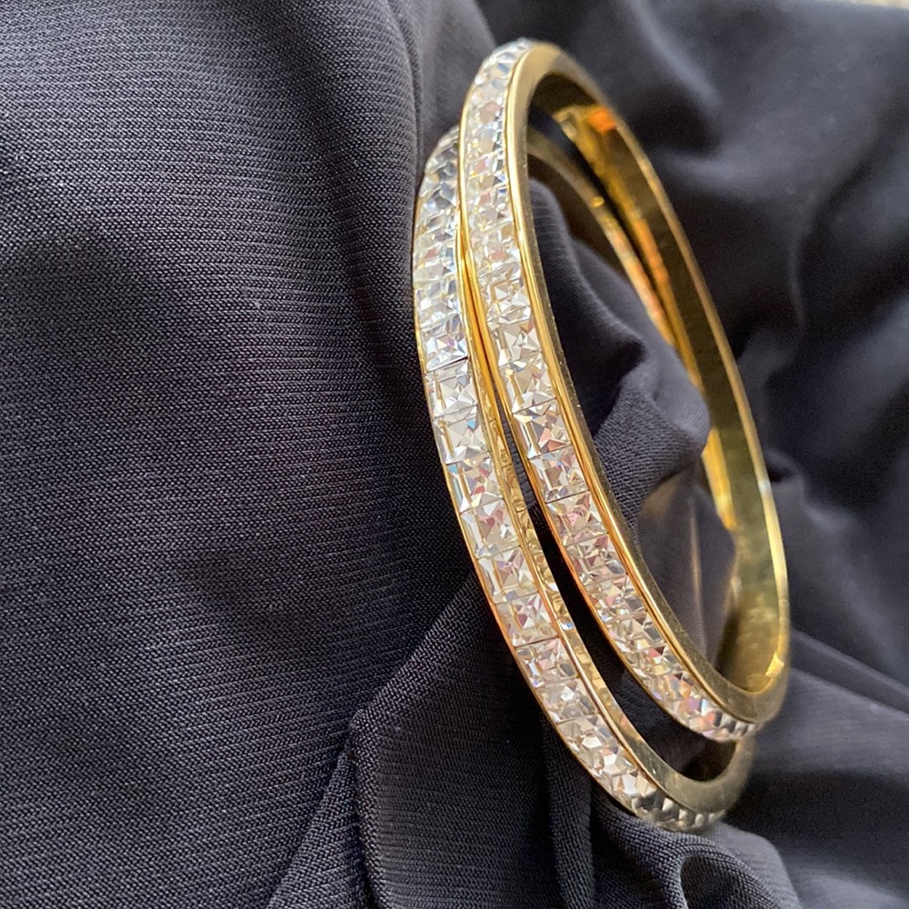 Two Rhinestone Bangle Vintage Bracelets - image 3